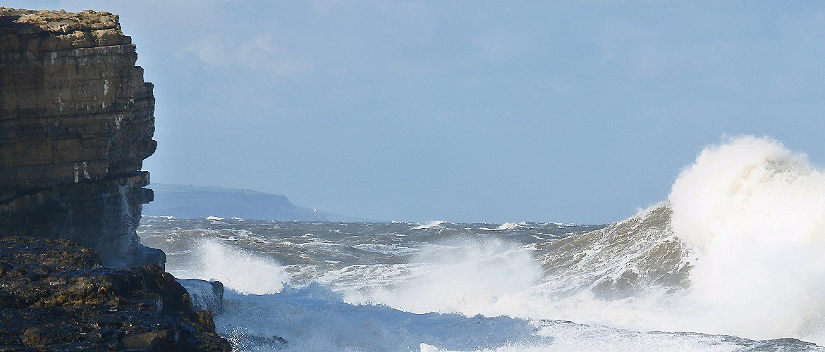 Big wave on Filey Brigg