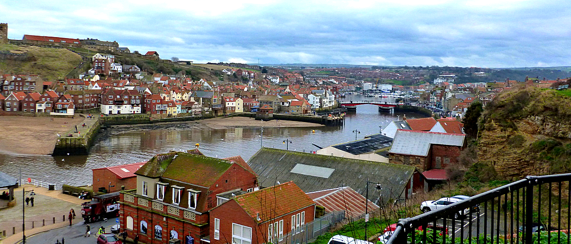 Whitby harbour and mouth of river Esk