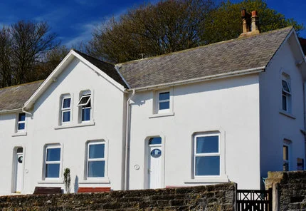 Filey holiday cottages on the beach close up